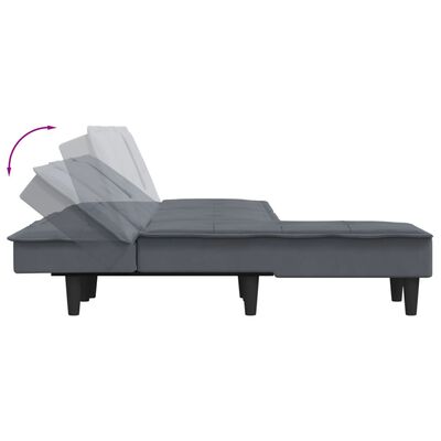 vidaXL L formos sofa-lova, tamsiai pilka, 255x140x70cm, aksomas