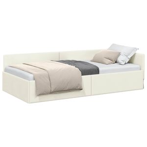 vidaXL Kampinė lovos konstrukcija Kreminė 80 cm x 200 cm Aksomas