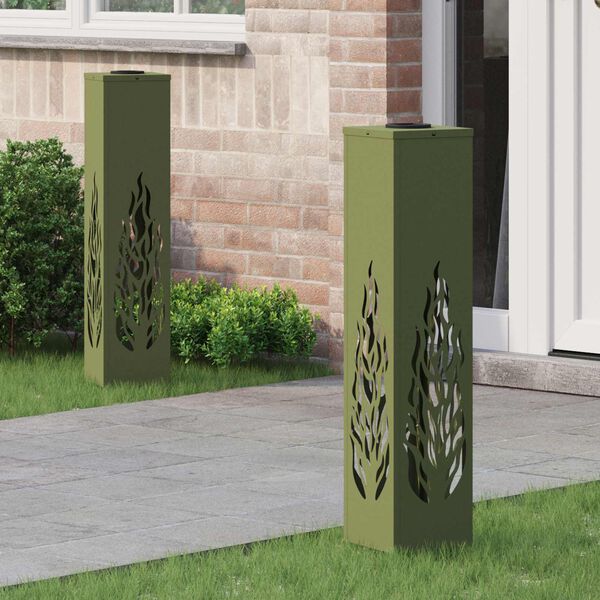 vidaXL Saulės LED &scaron;aligatvio &scaron;viesa 2 pcs Alyvuogių žalia