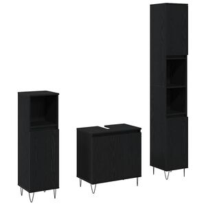 vidaXL Vonios baldų rinkinys 3 pcs Juodas ąžuolas 30 x 30 x 190 cm