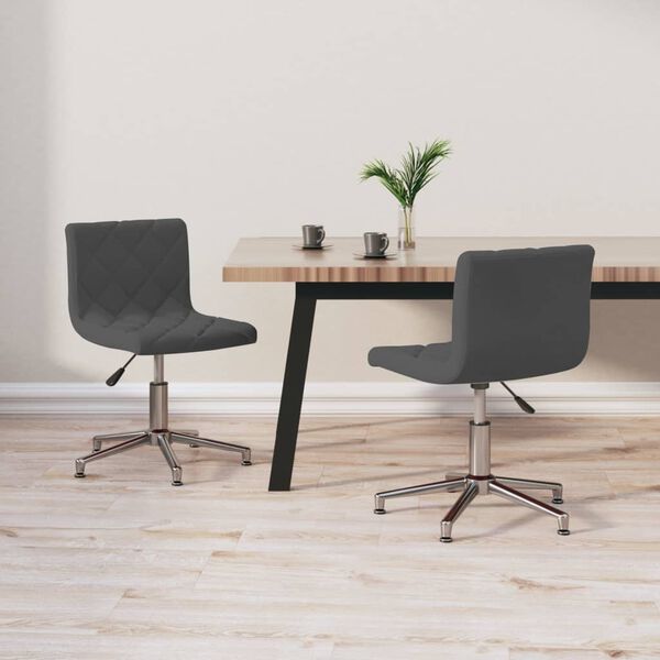 vidaXL Pasukamos valgomojo kėdės, 2vnt., tamsiai pilkos, aksomas