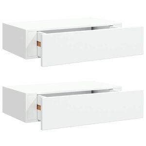 vidaXL Lentynos su stalčiais, 2vnt., baltos, 40x23,5x10cm, MDF