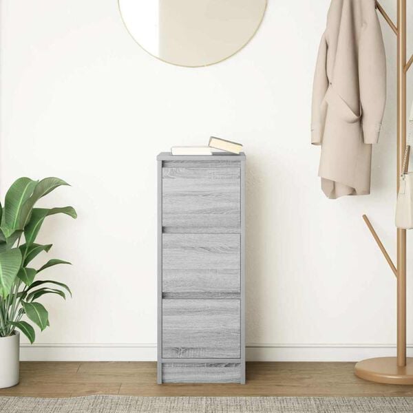 vidaXL &Scaron;oninė spintelė, pilka ąžuolo, 29,5x34x76 cm, apdirbta mediena