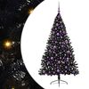 vidaXL Dirbtinis prie&scaron;&scaron;ventinis eglutė su &scaron;viesomis Juoda 180 cm PVC