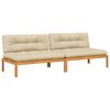 vidaXL Vidurinės sofos dalys i&scaron; palečių su pagalvėmis, 2vnt., akacija