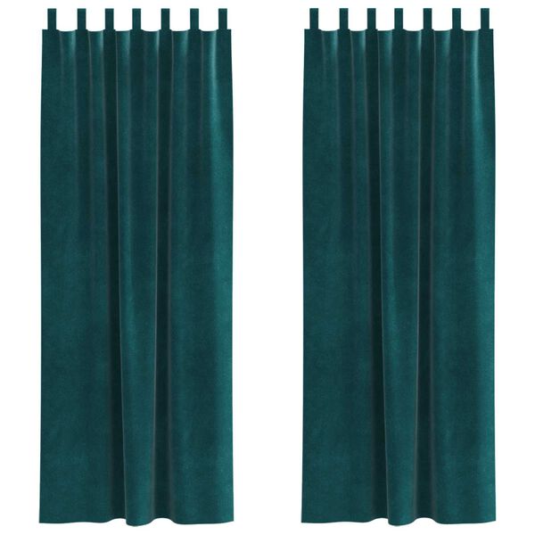 vidaXL Užtemdymo užuolaidos 2 pcs Tamsiai žalia 140 x 225 cm Aksomas
