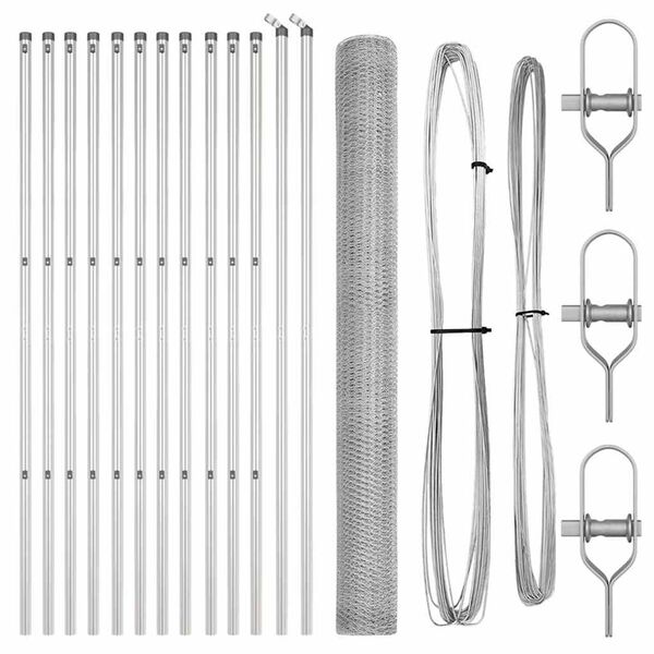vidaXL Tvorelės stulpas Sidabro 25 x 1,6 m (25 mm tinklas) Plienas