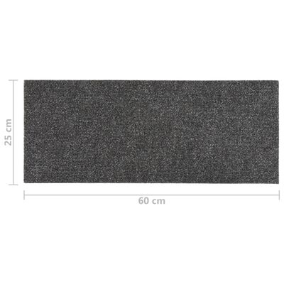 vidaXL Lipnūs laiptų kilimėliai, 15vnt., antracito, 60x25cm
