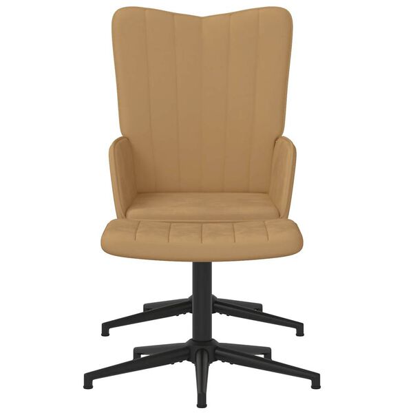 vidaXL Poilsio kėdė su pakoja, rudos spalvos, aksomas