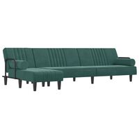 vidaXL L formos sofa-lova, tamsiai žalia, 260x140x70cm, aksomas