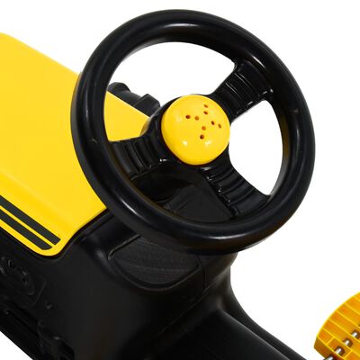 vidaXL Vaikiškas traktorius su pedalais ir priekaba, geltonos spalvos