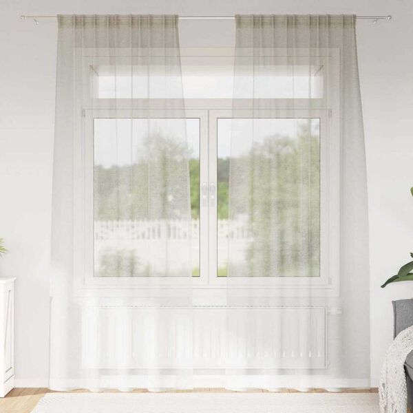 vidaXL Voile Užuolaida 2 pcs Kreminė 225 x 140 cm Poliesteris