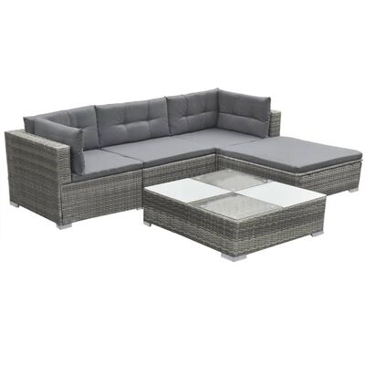 vidaXL Sodo baldų komplektas su pagalvėlėmis, 5d., pilkas, poliratanas