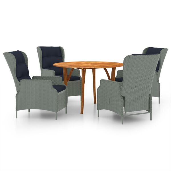 vidaXL Sodo valgomojo baldų komplektas, 5 dalių, &scaron;viesiai pilkas