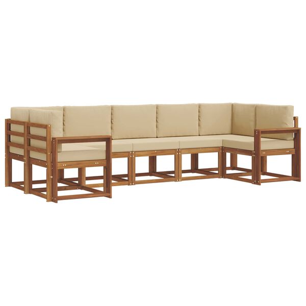 vidaXL Lauko sofos komplektas su pagalve 7 pcs Natūralus ir bežinis