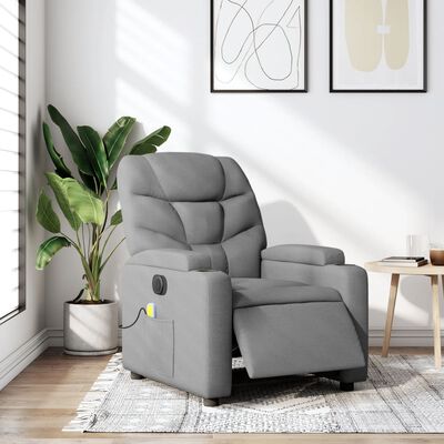vidaXL Elektrinis masažinis krėslas, šviesiai pilkas, audinys