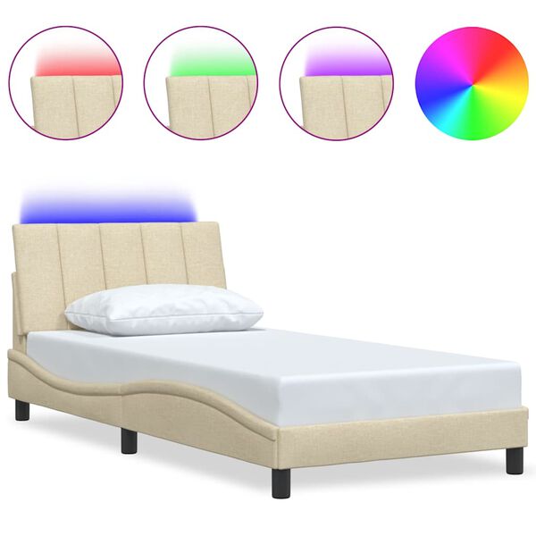 vidaXL Lovos rėmas be čiužinio, Hanko, kreminės spalvos, 100x200cm, audinys