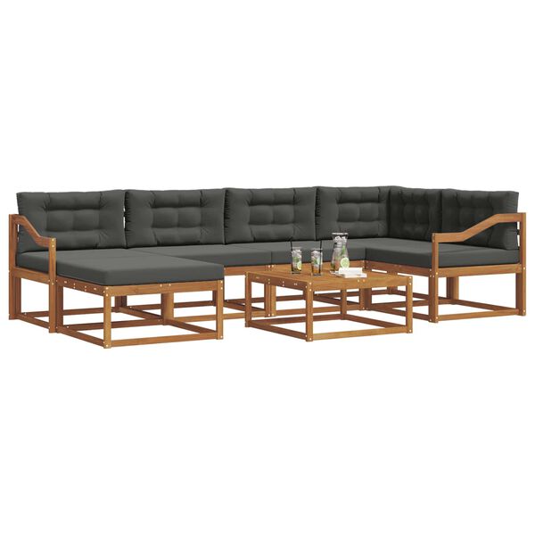 vidaXL Lauko sofos komplektas su pagalve 7 pcs Natūralus ir antracitas