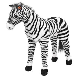vidaXL Stovintis pliu&scaron;inis žaislas zebras, juodas ir baltas, XXL