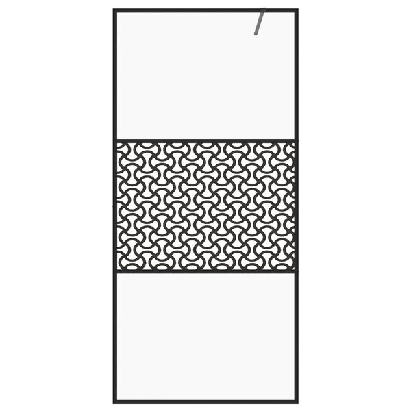 vidaXL Dušo sienelė su skaidriu ESG stiklu, juodos spalvos, 90x195cm