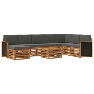 vidaXL Lauko sofos komplektas su pagalve 7 pcs Natūralus ir antracitas