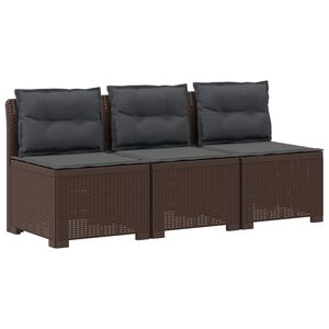 vidaXL 3-vietė sodo sofa su pagalvėlėmis, Rattan i&scaron;vaizda PP Ruda