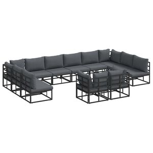 vidaXL Sodo Sofų Rinkinys su pagalve 12 pcs Juoda Aliuminis