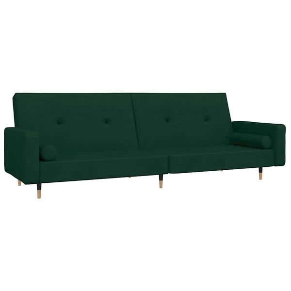 vidaXL Dvivietė sofa-lova su dvejomis pagalvėmis, žalia, aksomas