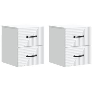 vidaXL Sieninis naktinis staliukas 2 pcs Balta 34,5 x 33 x 40 cm