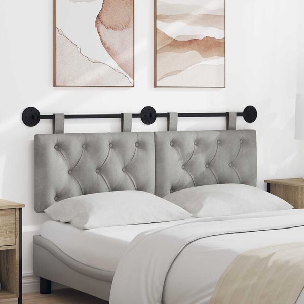 vidaXL Kabantysis galvūgalis &Scaron;viesiai pilka 130 x 55 x 7 cm Aksomas