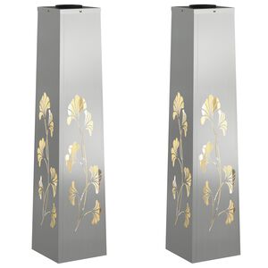 vidaXL Saulės LED &scaron;aligatvio &scaron;viesa 2 vnt. &Scaron;ilta balta 18 x 18 x 80 cm