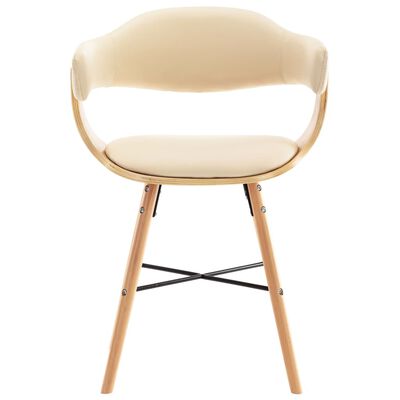 vidaXL Valgomojo kėdės, 2 vnt., kreminės, dirbtinė oda ir mediena