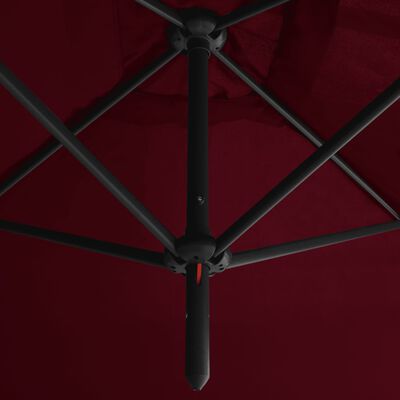 vidaXL Dvigubas skėtis su plieniniu stulpu, raudonas, 600x300cm