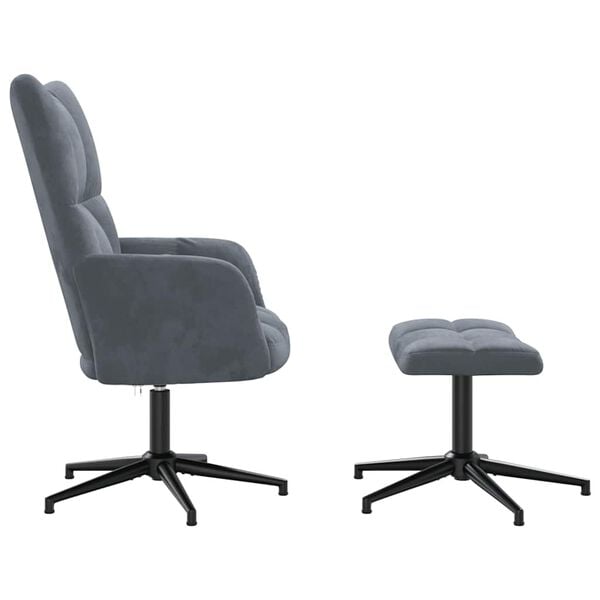 vidaXL Poilsio kėdė su pakoja, tamsiai pilkos spalvos, aksomas