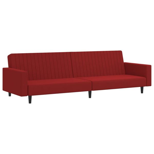 vidaXL Dvivietė sofa-lova, raudonojo vyno spalvos, aksomas