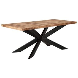 vidaXL Valgomojo stalas, 180x90x76cm, neapdorotas mango masyvas