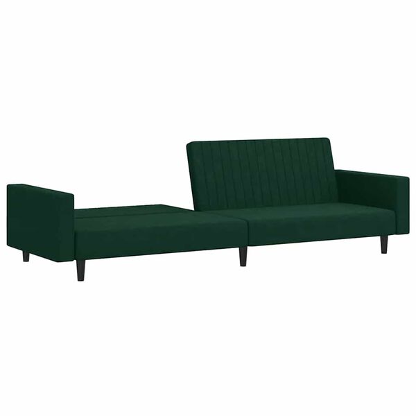 vidaXL Dvivietė sofa-lova, tamsiai žalios spalvos, aksomas
