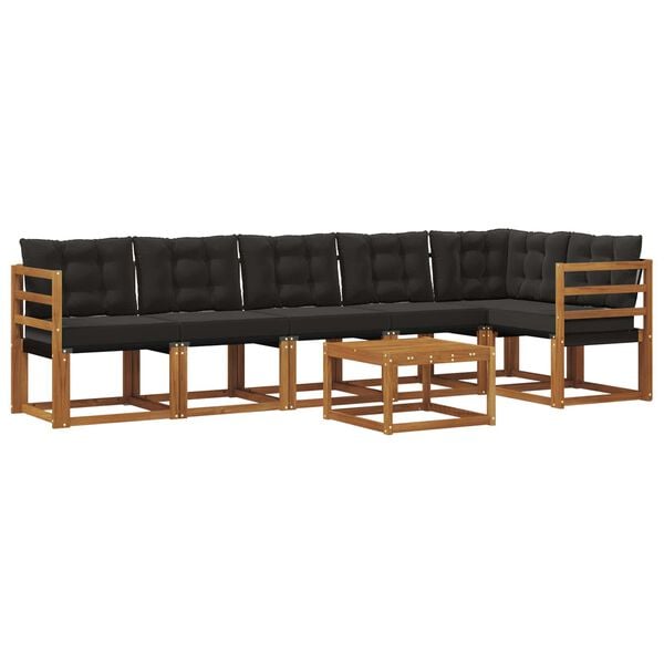 vidaXL Lauko sofos komplektas su pagalve 7 pcs Natūrali ir juoda
