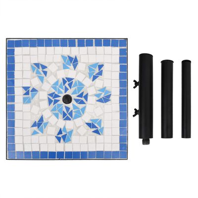vidaXL Skėčio stovas, mėlynos ir baltos spalvos, kvadratinis, 12kg