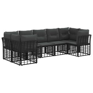 vidaXL Lauko sofos komplektas 7 pcs Juoda ir tamsiai pilka Poliesteris