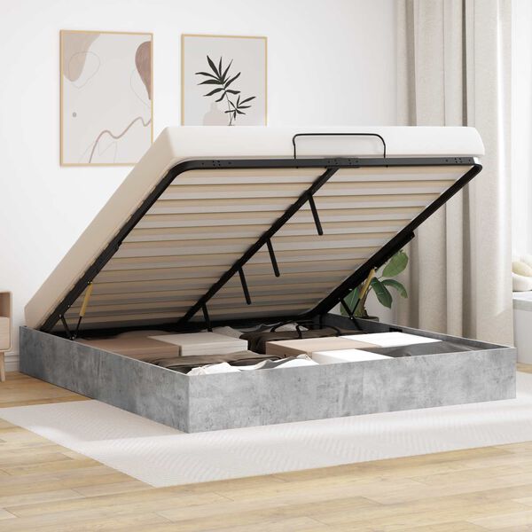 vidaXL Otomano lovos rėmas Betono Pilka 160 x 200 cm Dirbtinė mediena