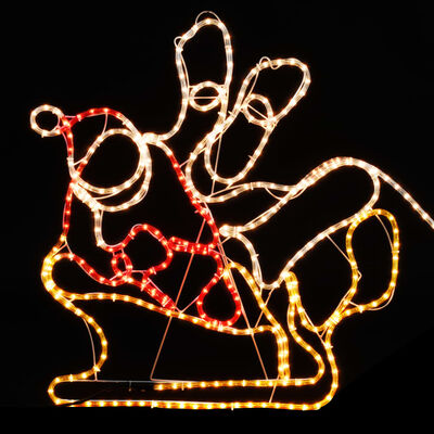 vidaXL Kalėdinė lempučių ekspozicija, 4 elniai ir rogės, 500x10x80cm