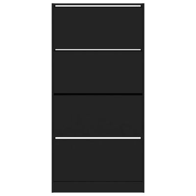 vidaXL Batų spintelė su 4 atverčiamais stalčiais, juoda, 80x21x163,5cm