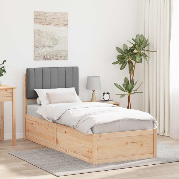 vidaXL Lovo rėmas su apmu&scaron;tu galvūgaliu &Scaron;viesiai pilka 75 x 190 cm