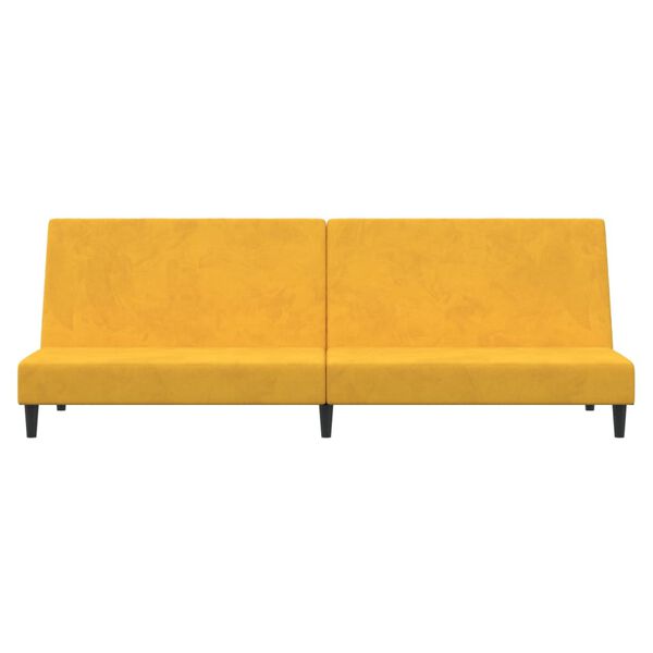vidaXL Dvivietė sofa-lova, geltonos spalvos, aksomas