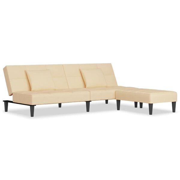 vidaXL Dvivietė sofa-lova su pagalvėmis ir pakoja, kreminė, aksomas