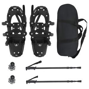 vidaXL 3 in 1 sniego batai su žygio lazdelėmis Juoda 53 x 21 cm