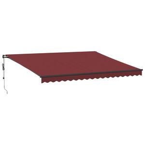 vidaXL Automatinė i&scaron;traukiama markizė su LED, bordo spalvos, 450x350cm