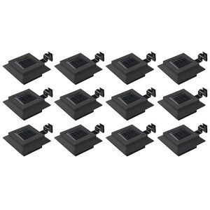 vidaXL Saul. en. įkr. LED lauko &scaron;vies., 12vnt., juod. sp., 12cm, kvad.