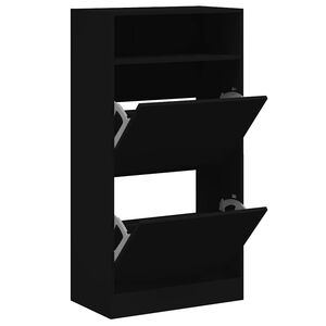 vidaXL Spintelė batams, juodos spalvos, 60x34x116cm, apdirbta mediena